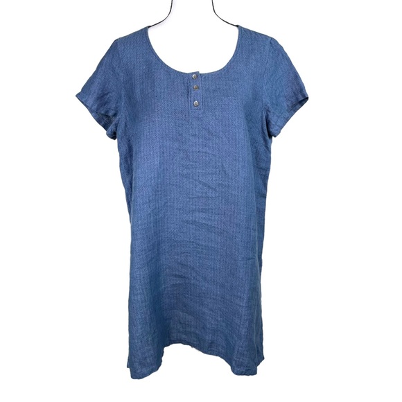 J Jill PureJill Blue Linen Tunic Top - Picture 3 of 9